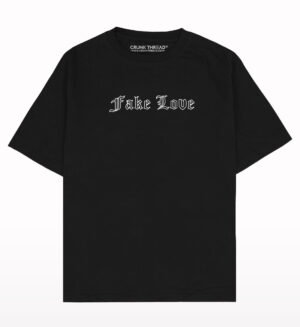 Fake Love Oversized Drop Shoulder T-shirt Front-Back Print T-shirt