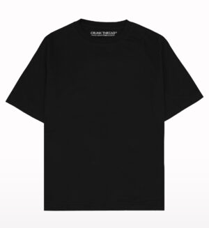 Oversized Drop Shoulder Black Plain T-shirt